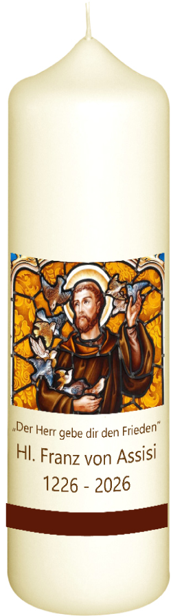 Kerze zum Gedenken Hl. Franz von Assisi