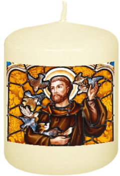 Kerze zum Gedenken Hl. Franz von Assisi