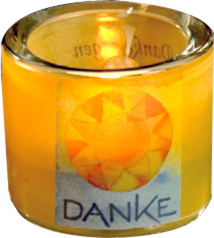 Glaslicht DANKE mit Spruch, gelb Glaslicht DANKE mit Spruch, gelb