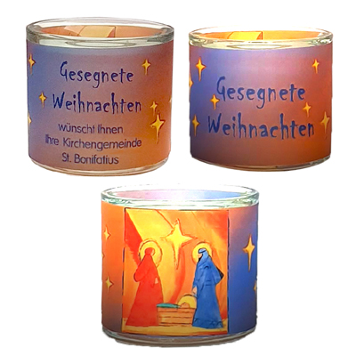 Glaslicht KRIPPE "gesegnete Weihnachten"